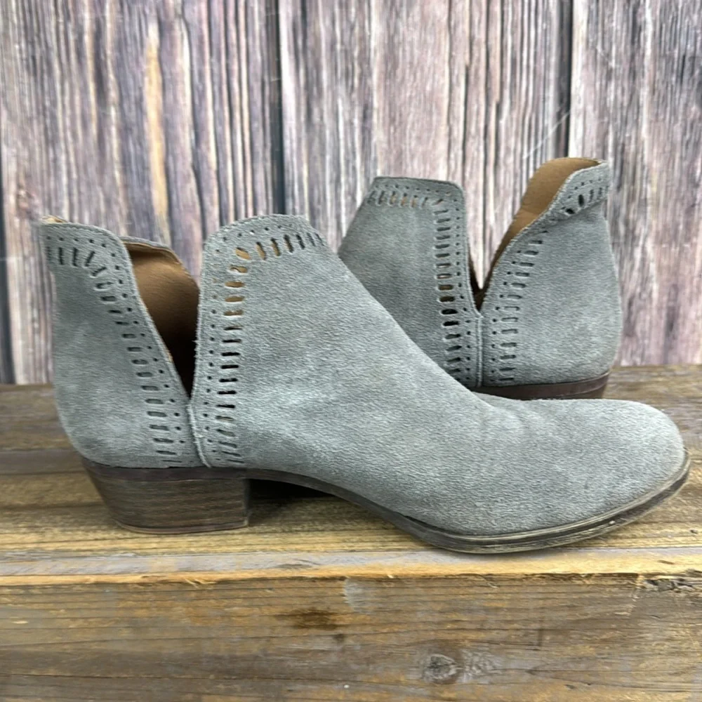 Lucky Brand Bustina Gray Leather Bootie- Size 9.5